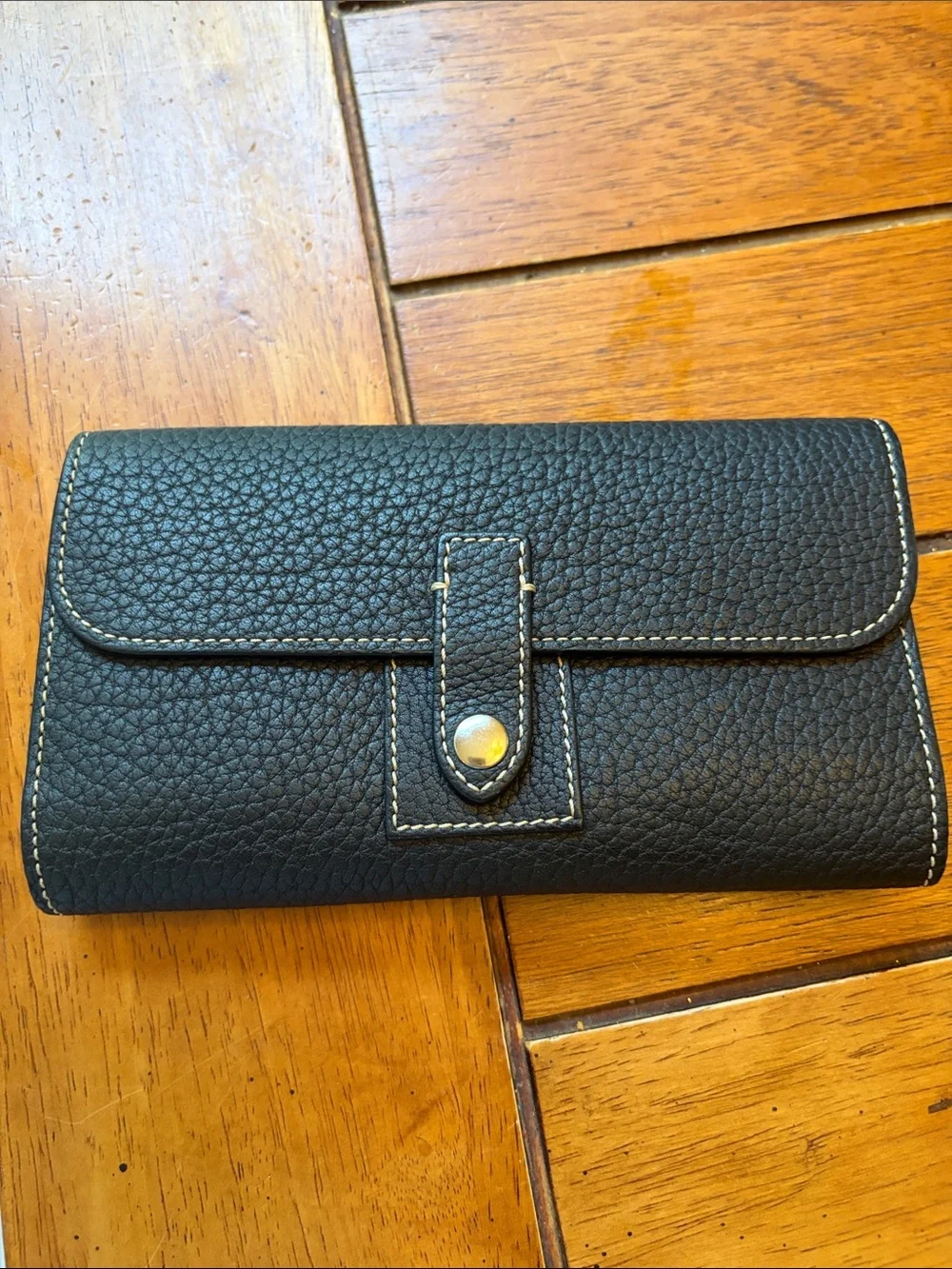 Dooney & Bourke Black Pebble Leather Snap Wallet
